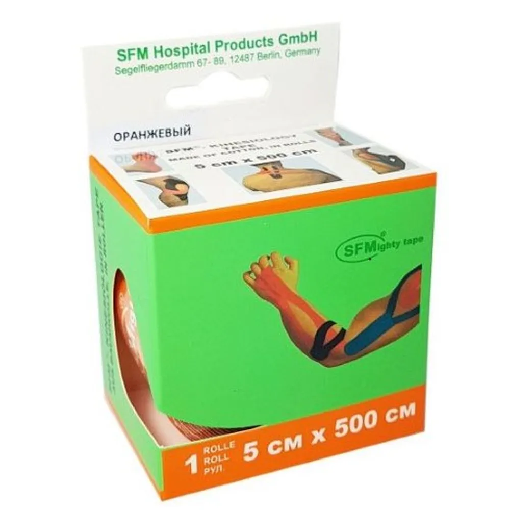 SFM-Plaster Kinesiology Tape on Cotton Base Roll 5x500 cm 1 pc./Orange/Kinesio Tape