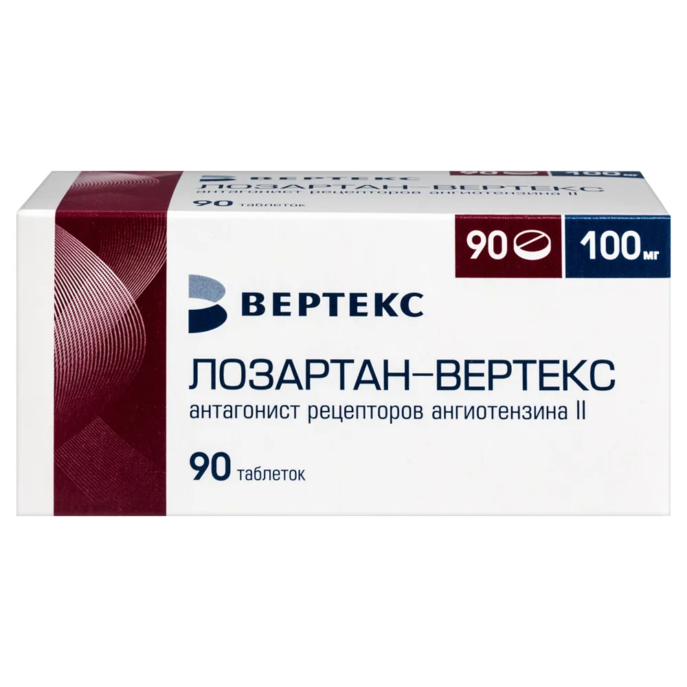 Losartan-Vertex 100 mg 90 tablets, film-coated