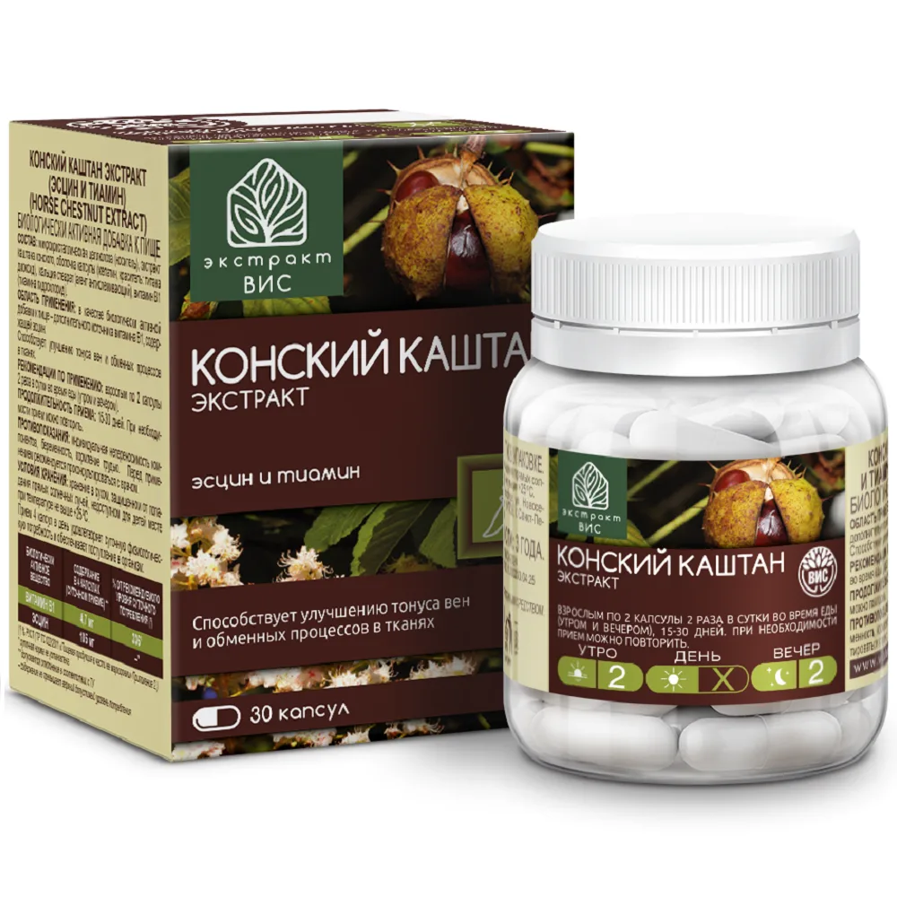 Horse Chestnut Extract (Aescin and Thiamine) 30 Capsules 0.42 g