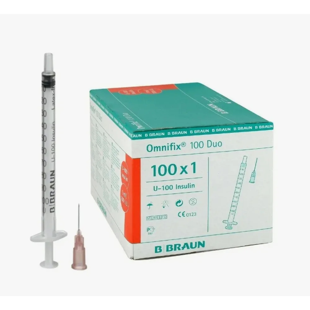 Omnifix Duo Insulin Syringe 100 3-component 1 ml 100 pcs u-100