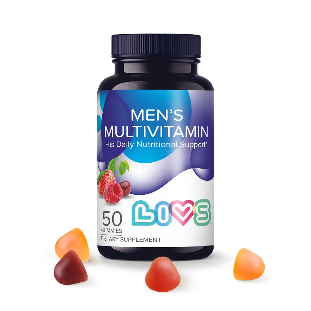 LIVS Complex Multivitamins for Men 50 pcs Pectin Jelly Pastilles 3.7 g with Strawberry, Cherry, and Raspberry Flavors