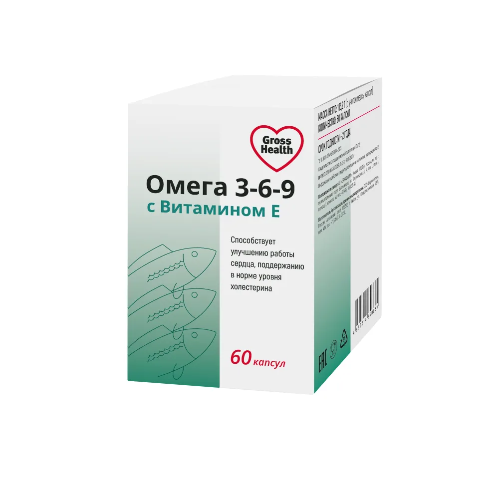 Gross Health Omega 3-6-9 with Vitamin E 60 capsules 1.3 g