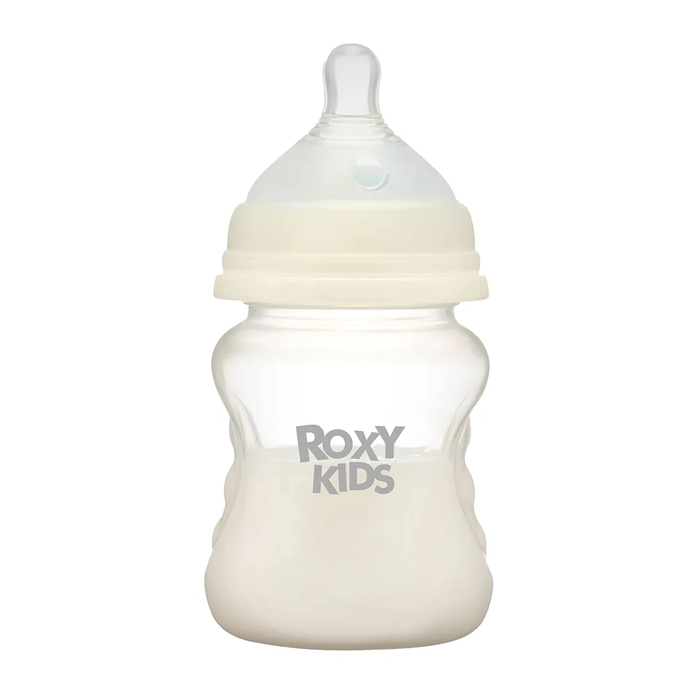Roxy-kids feeding bottle with wide neck silicone nipple size m 3+ 160 ml/coconut