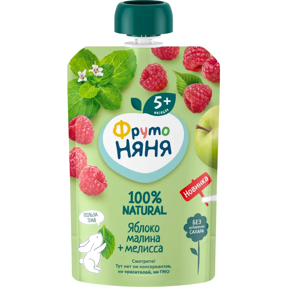 FrutoNyanya apple and raspberry puree with lemon balm 90 g