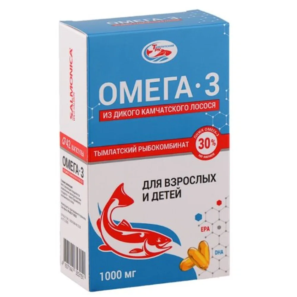Salmonica Omega-3 from Wild Kamchatka Salmon for Adults and Children 42 Capsules 1000 mg