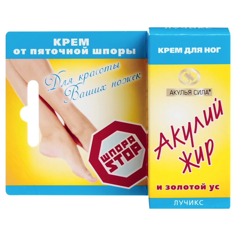 Shark fat and golden mustache Shporastop cream for feet from heel spur 20 ml