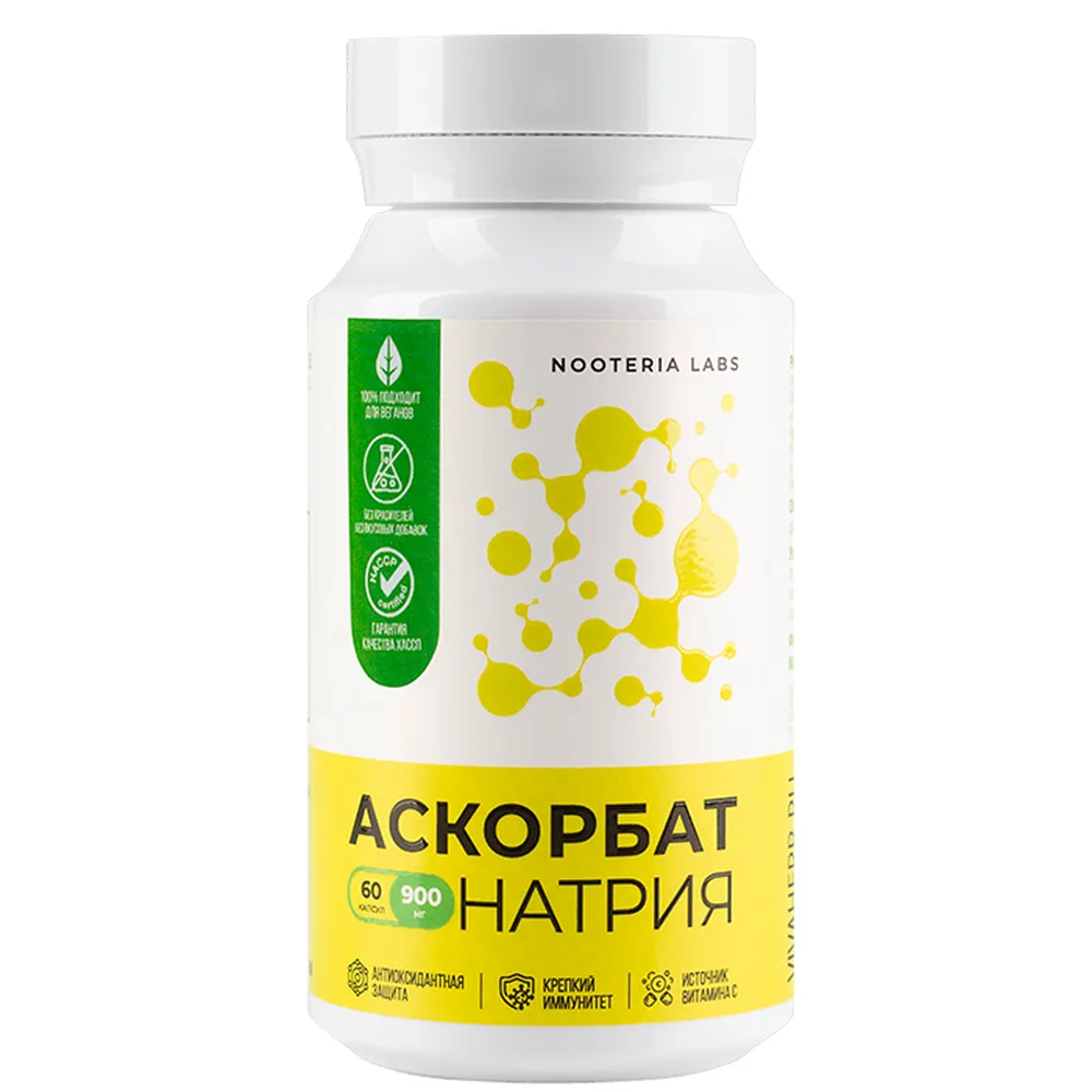 Nooteria Labs sodium ascorbate 900 mg 60 capsules 1143 mg