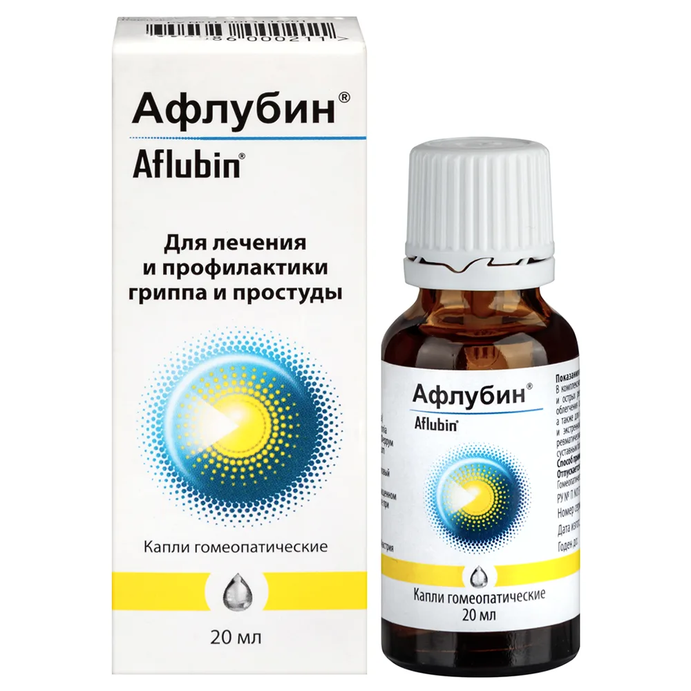 Aflubin dropper bottle homeopathic drops 20 ml
