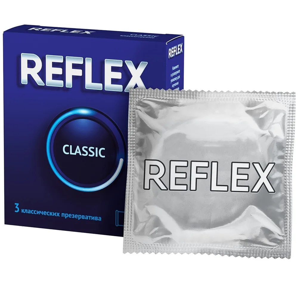 Reflex Classic condoms with lubricant, natural latex, 3 pcs.
