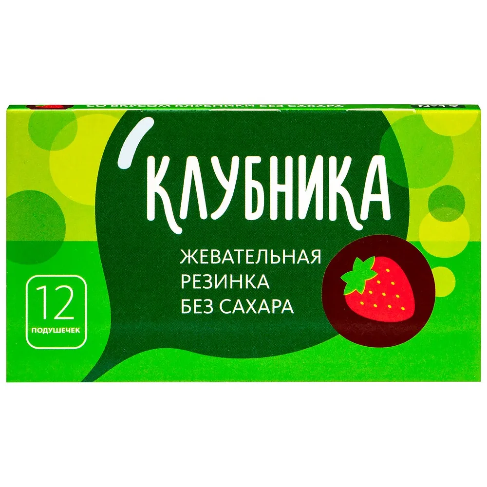 Sugar-free strawberry-flavored chewing gum 12 pcs.