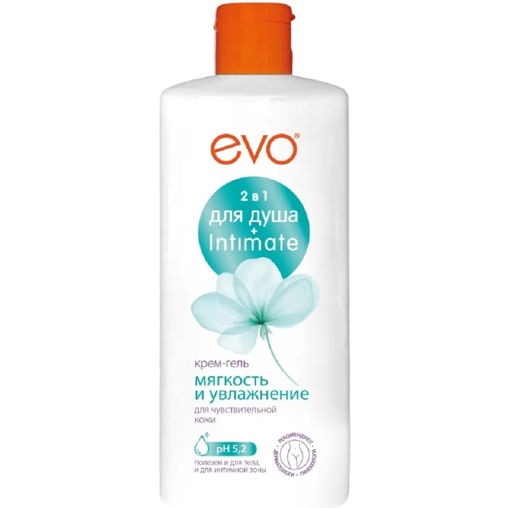 Evo 2 in 1 Shower and Intimate Hygiene Cream-Gel Softness and Moisturization 400 ml