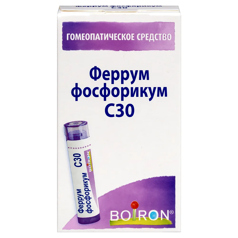 Ferrum phosphoricum C30 homeopathic monocomponent preparation mineral-chemical origin 4 g homeopathic granules