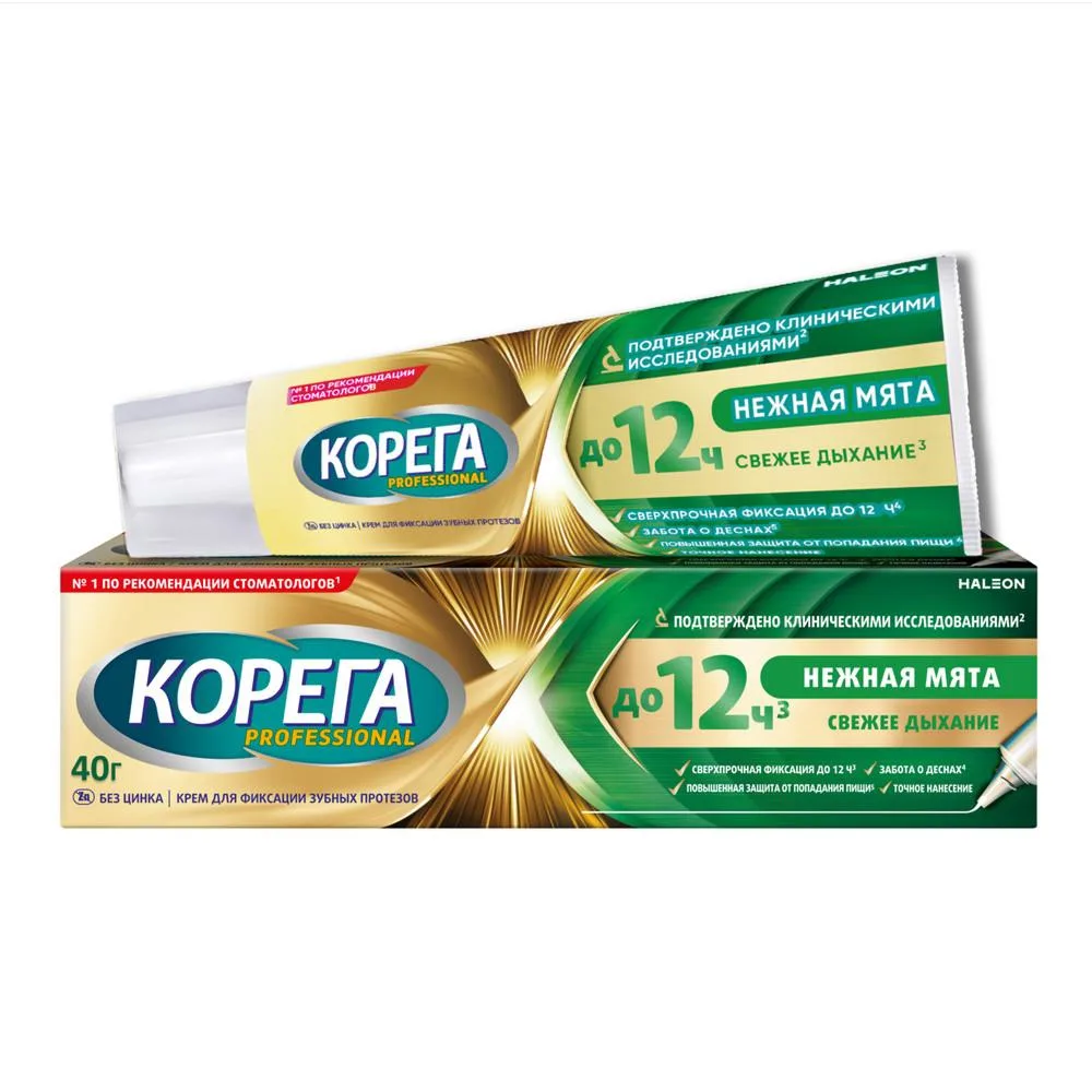 Corega professional denture adhesive cream gentle mint 40 g