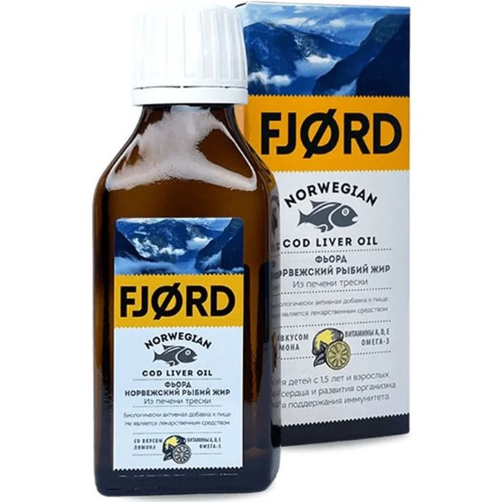Fjord Norwegian fish oil from cod liver with lemon flavor 200 ml