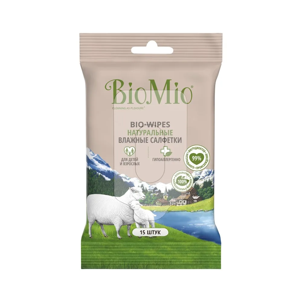 Biomio bio-wipes natural wet wipes with cotton extract for children and adults 15 pcs.