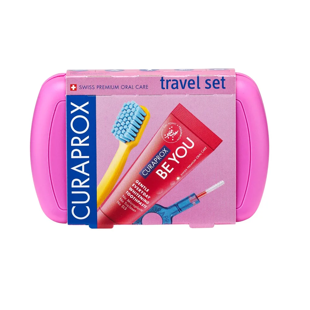 Curaprox travel kit be you/pink box