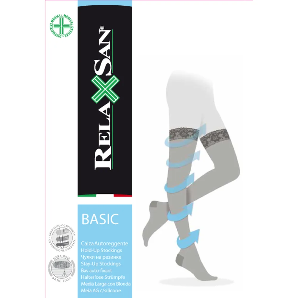 Relaxsan basic stay-up compression stockings 140den class 1/18-22mmHg (art 870) size 3/beige