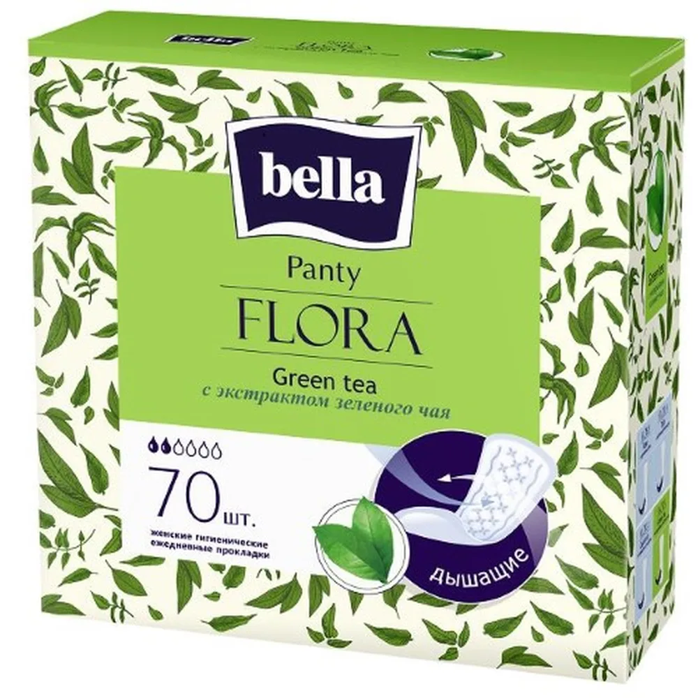 Bella Panty Liners Daily Flora Green Tea with Green Tea Extract 70 pcs.