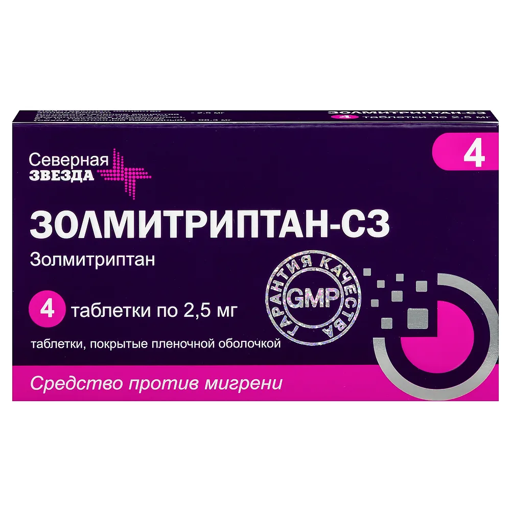 Zolmitriptan-SZ 2.5 mg 4 coated tablets