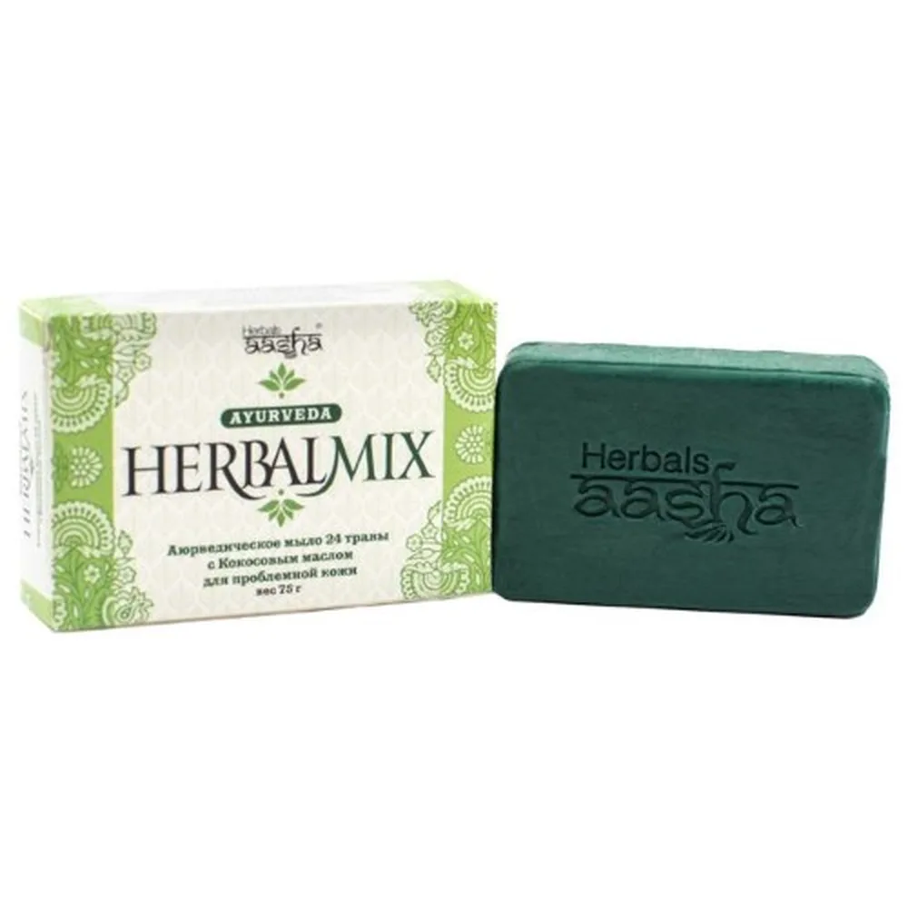 Aasha Herbals Ayurvedic Soap 24 Herbs with Coconut Oil Herbalmix 75 g