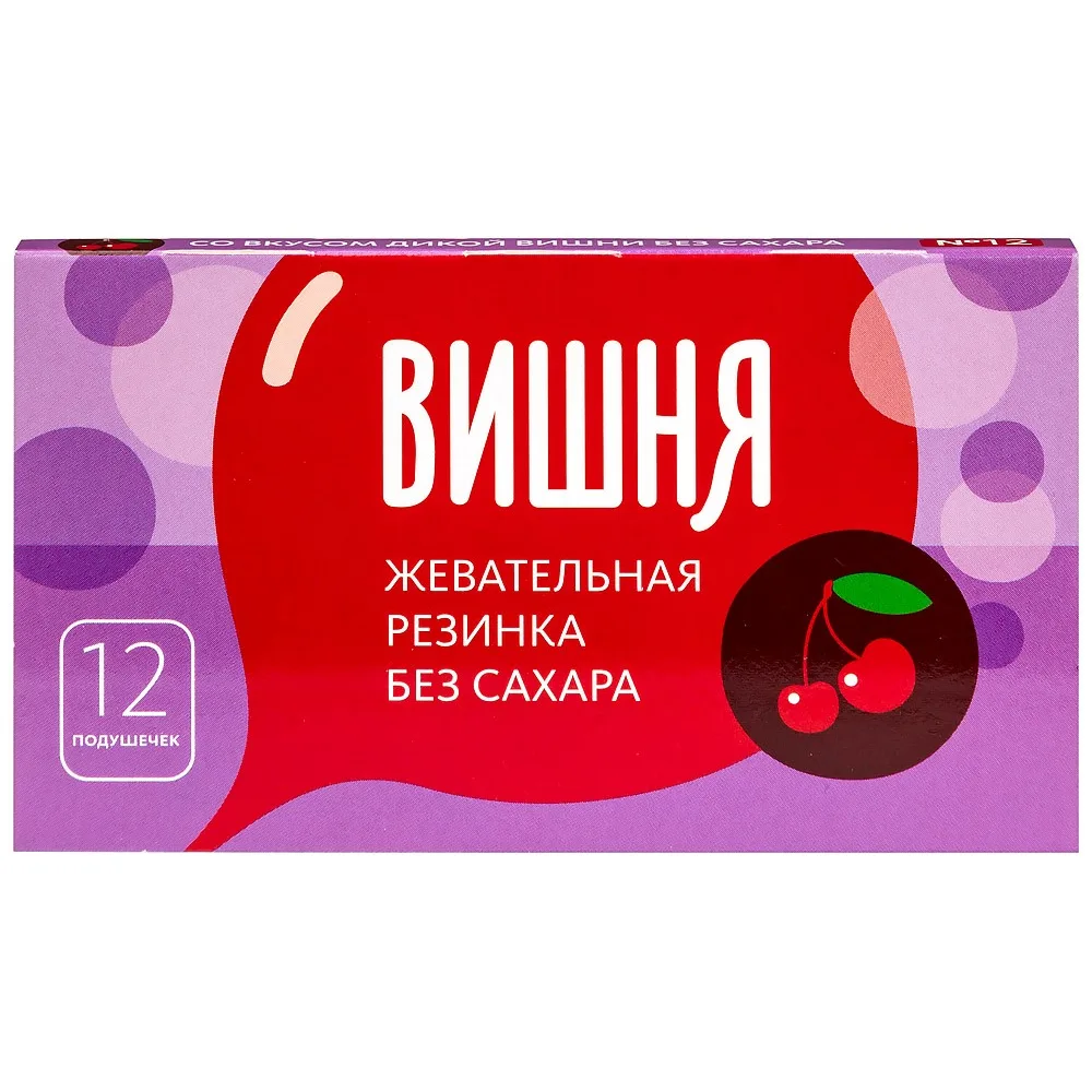Sugar-free cherry-flavored chewing gum 12 pcs.