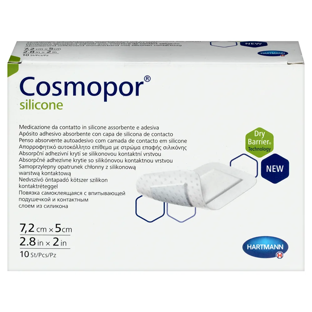Absorbent Adhesive Dressing with Silicone Contact Layer Cosmopor Silicone 7.2x5 cm 10 pcs