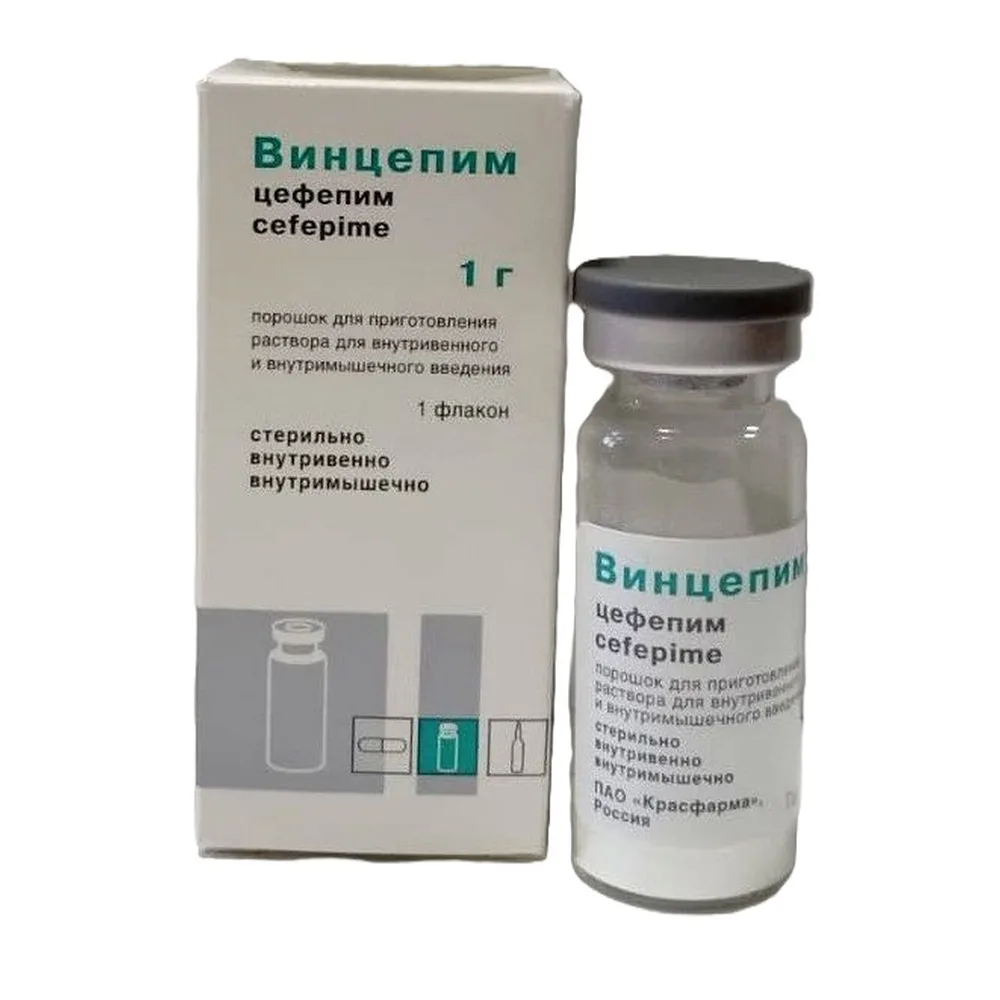 Vincepim 1 g powder for solution for intravenous and intramuscular administration vial 1 pc