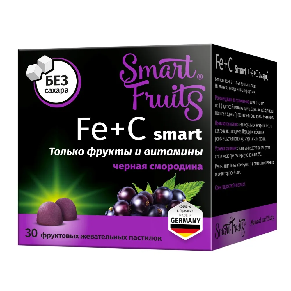 Smart Fruits Fe+C Smart 30 pcs Chewable Tablets 2.5 g