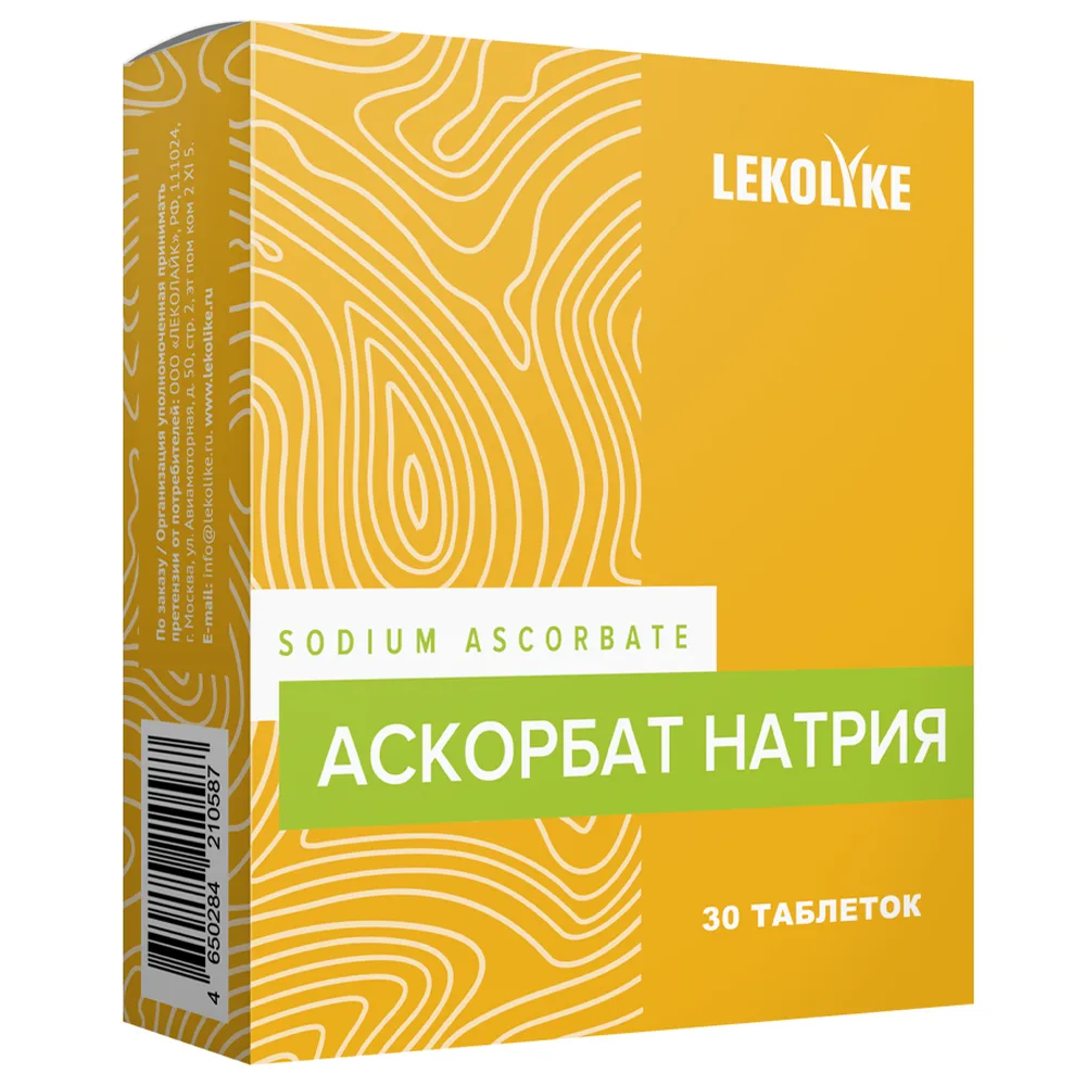 Lekolike sodium ascorbate 30 tablets 1300 mg