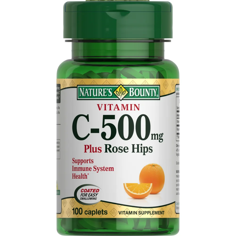 Nature's Bounty Vitamin C 500 mg and Rosehip 100 tablets 673 mg