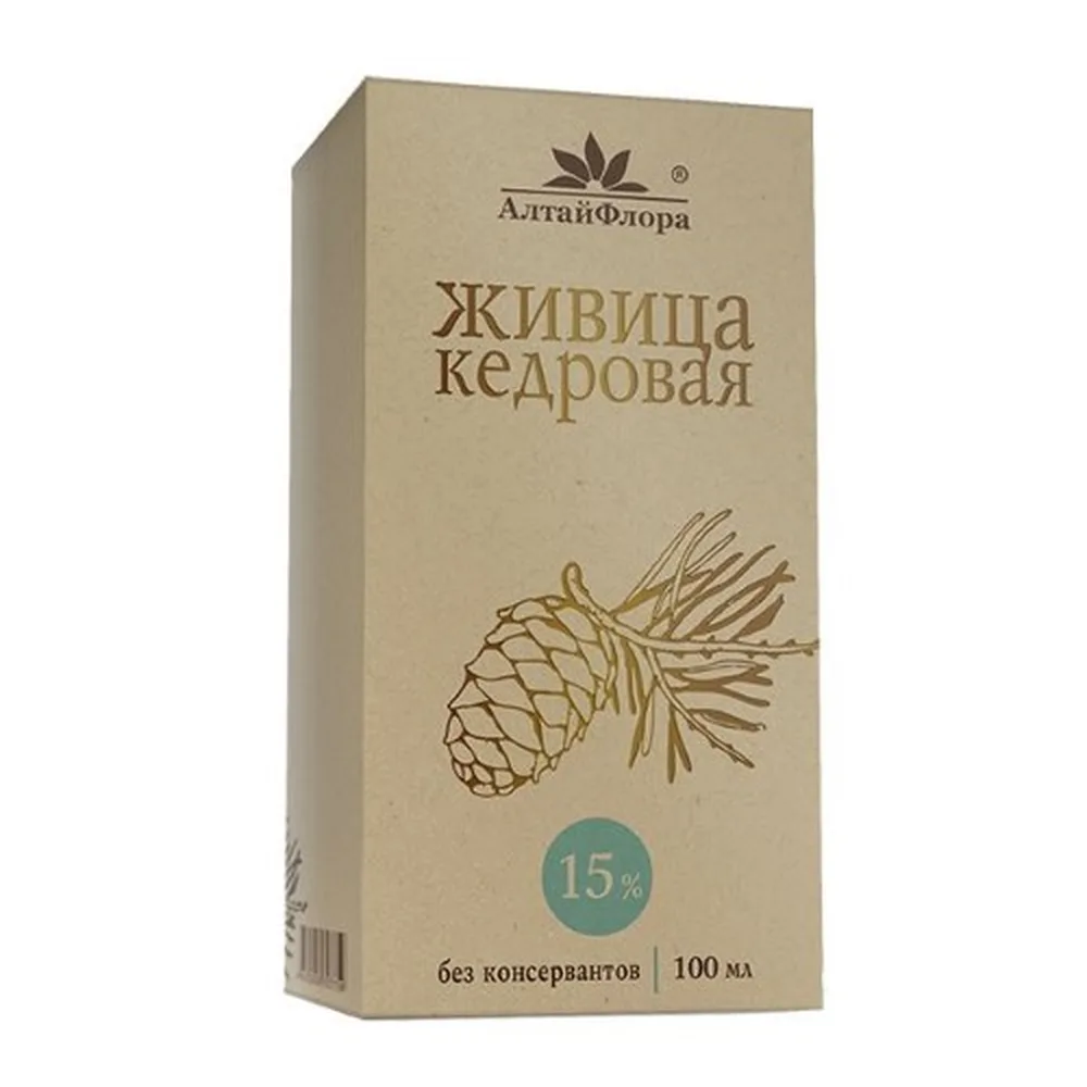 AltaiFlora cedar resin 15% with propolis 100 ml bottle
