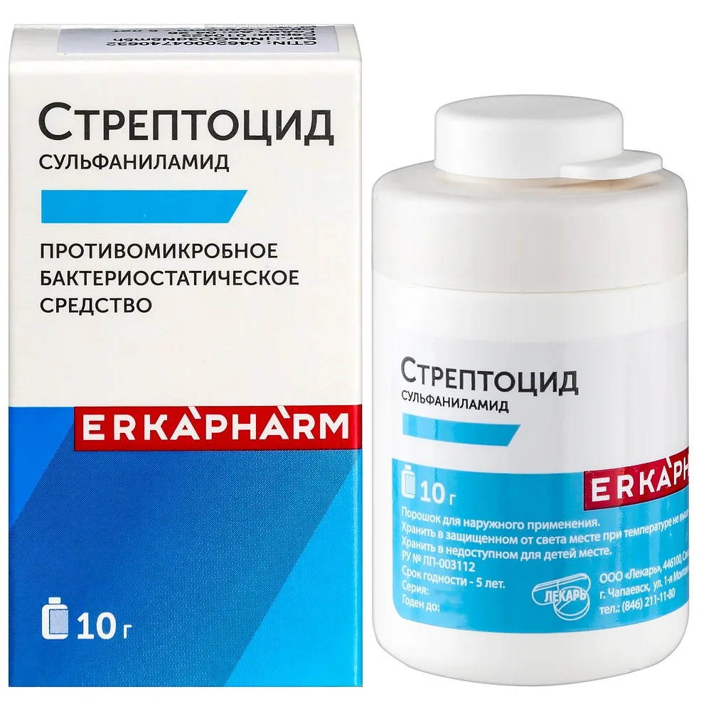 Sulfanilamide 10 g powder for external use can