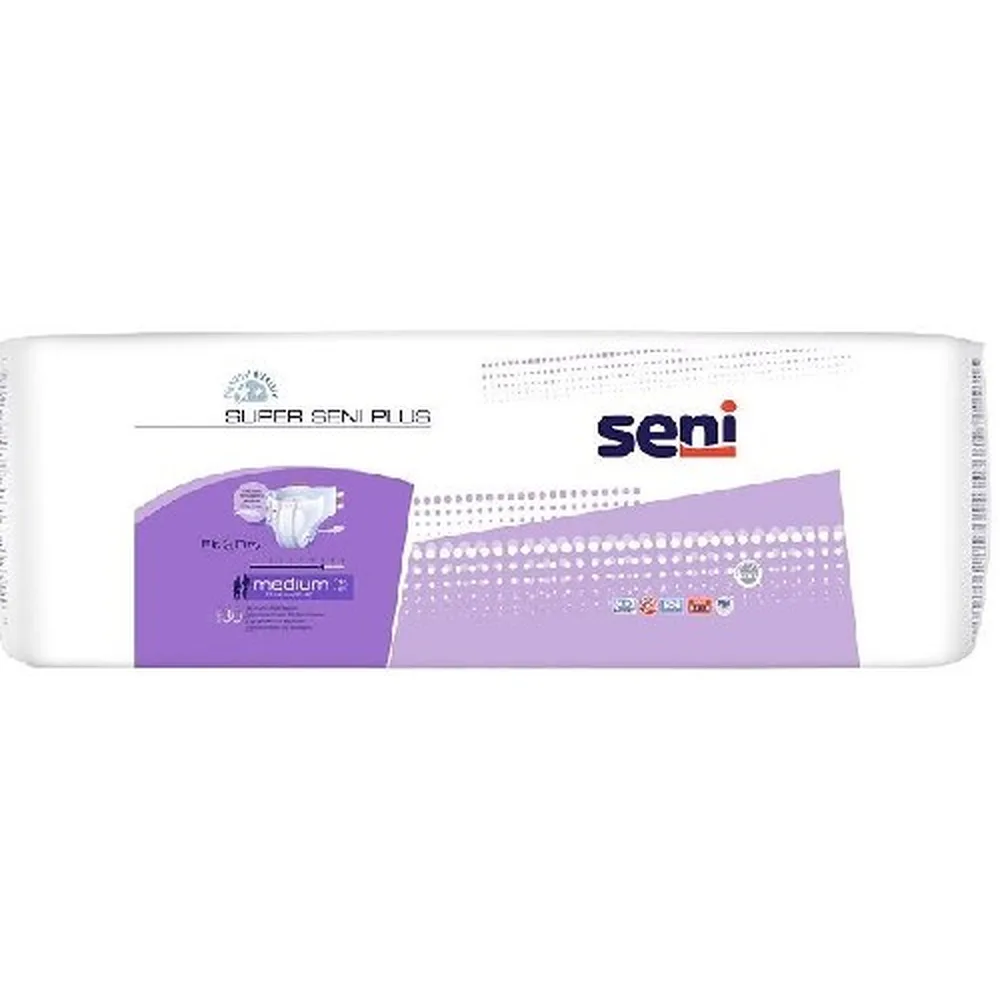 Seni Super Plus Adult Diapers Size Medium Waist Circumference 75-110 cm 30 pcs