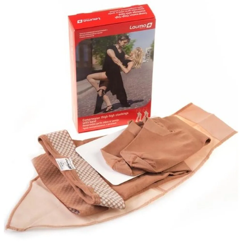 Lauma Medical Compression Stockings Full with Rubber Band/Class 2/Size 3k/Natural