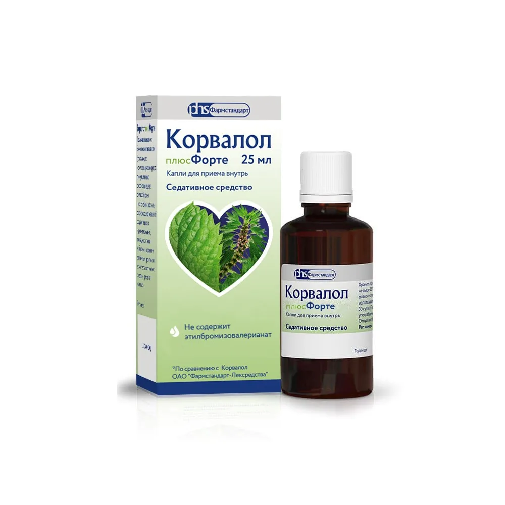 Corvalol Plusforte Dropper Bottle Drops for Oral Use 25 ml