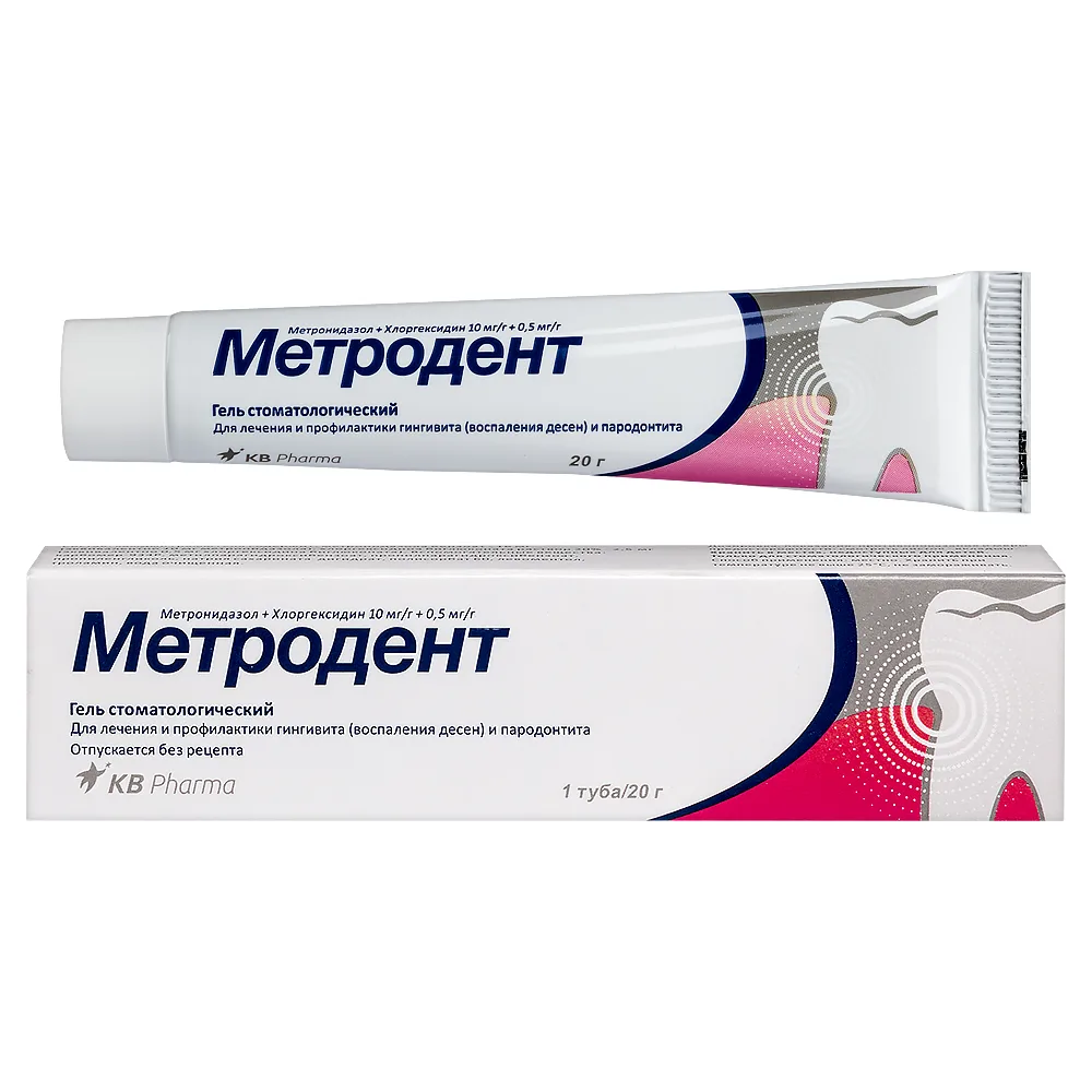 Metrodent 10 mg/g + 0.5 mg/g dental gel 20 g