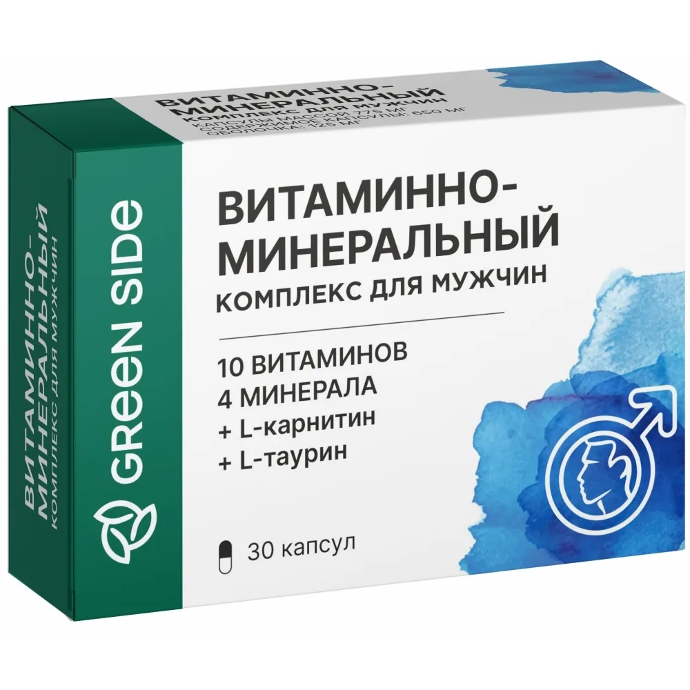 Green Side Vitamin and Mineral Complex for Men 30 Capsules 775 mg