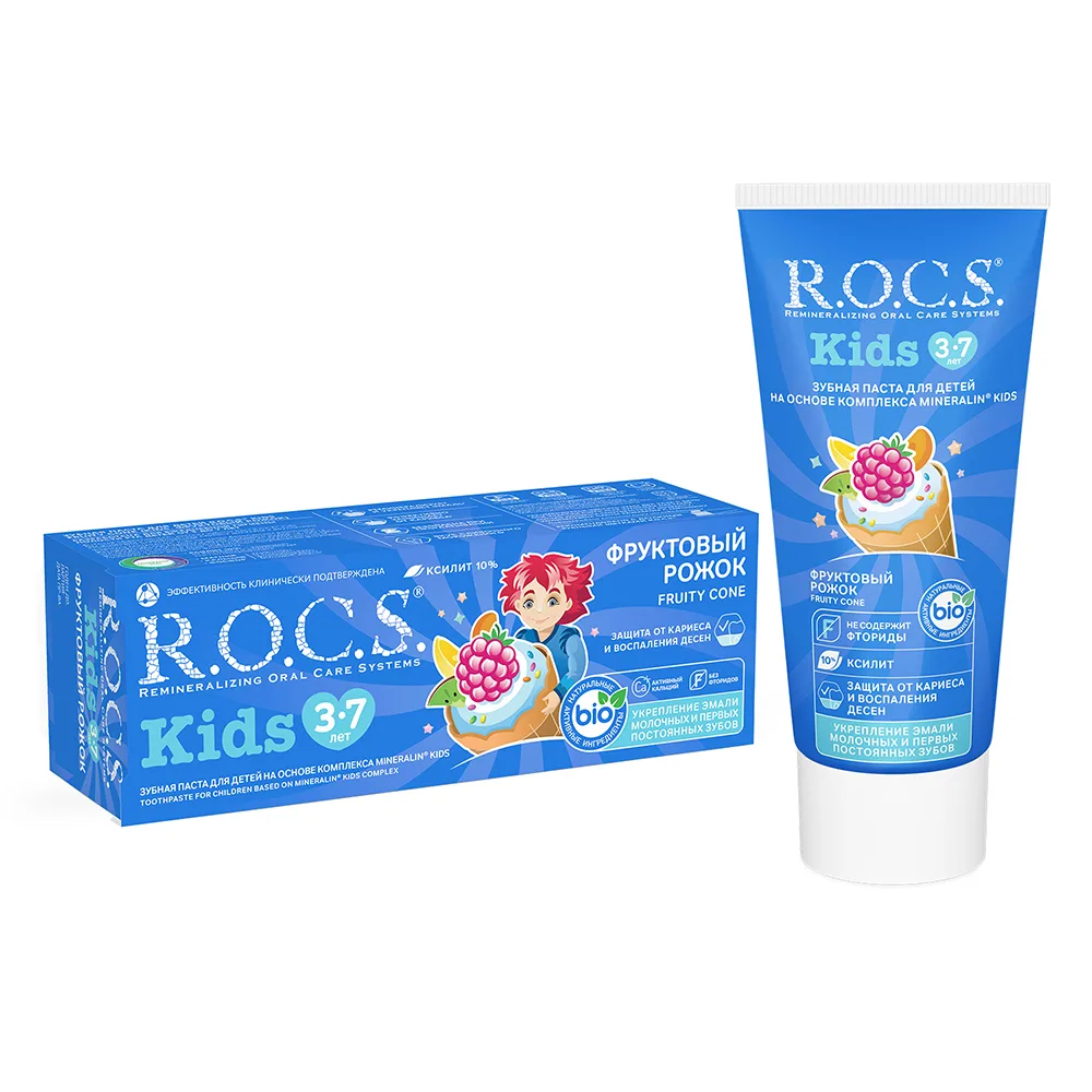 Rocs Toothpaste Kids Fruit Cone Ice Cream Flavor 45 g