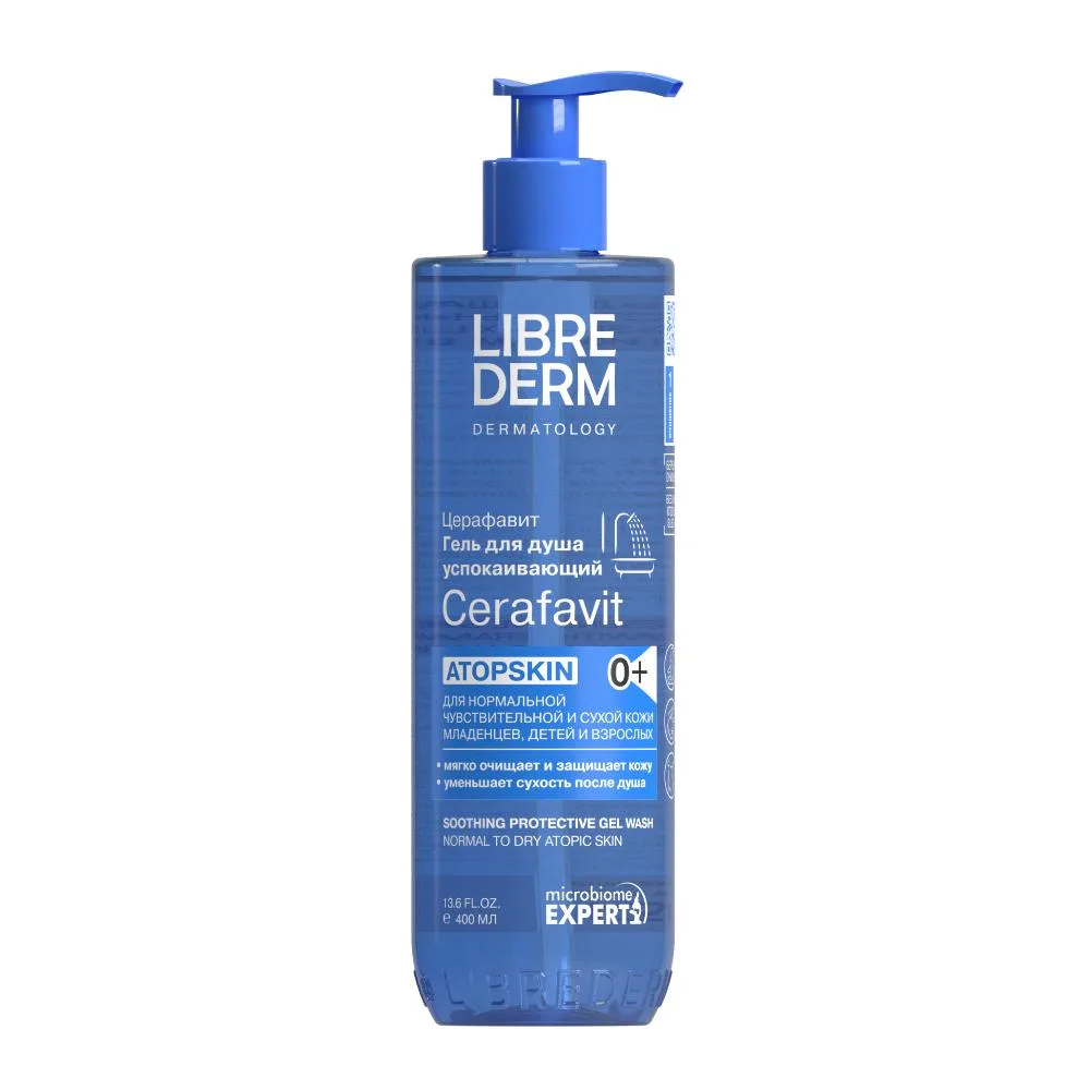 Librederm Cerafavit Protective Shower Gel for Sensitive Skin of Infants, Children, and Adults with Ceramides/Prebiotic Soothing 400 ml