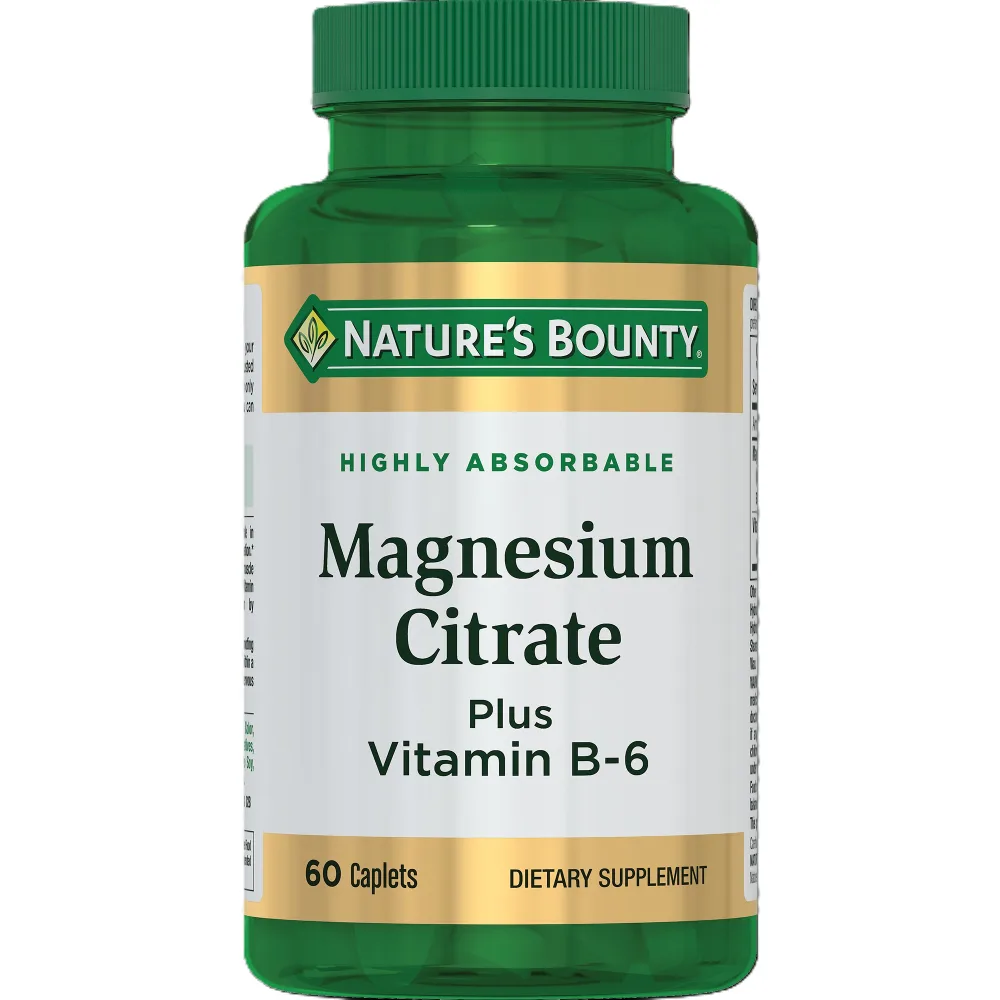 Nature's Bounty Magnesium Citrate with Vitamin B6 60 Tablets 1515 mg