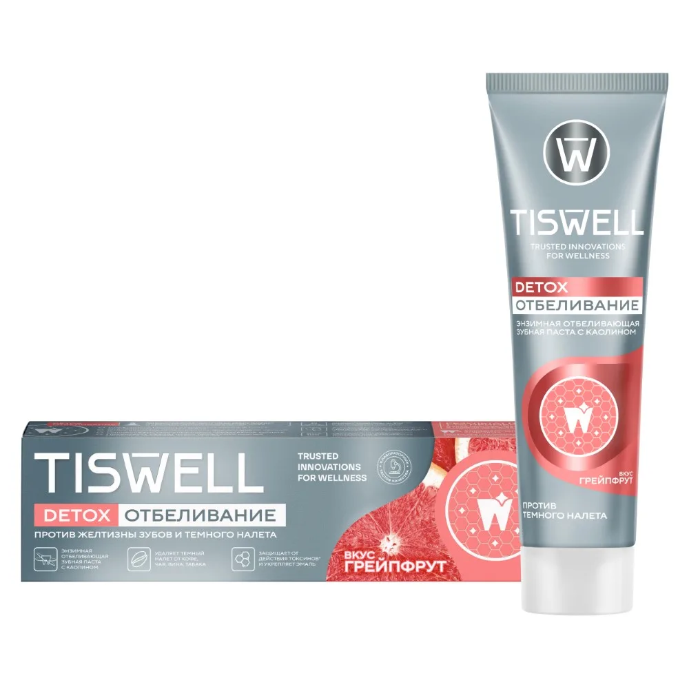 Tiswell Enzymatic Whitening Toothpaste with Kaolin Grapefruit Flavor 110 g
