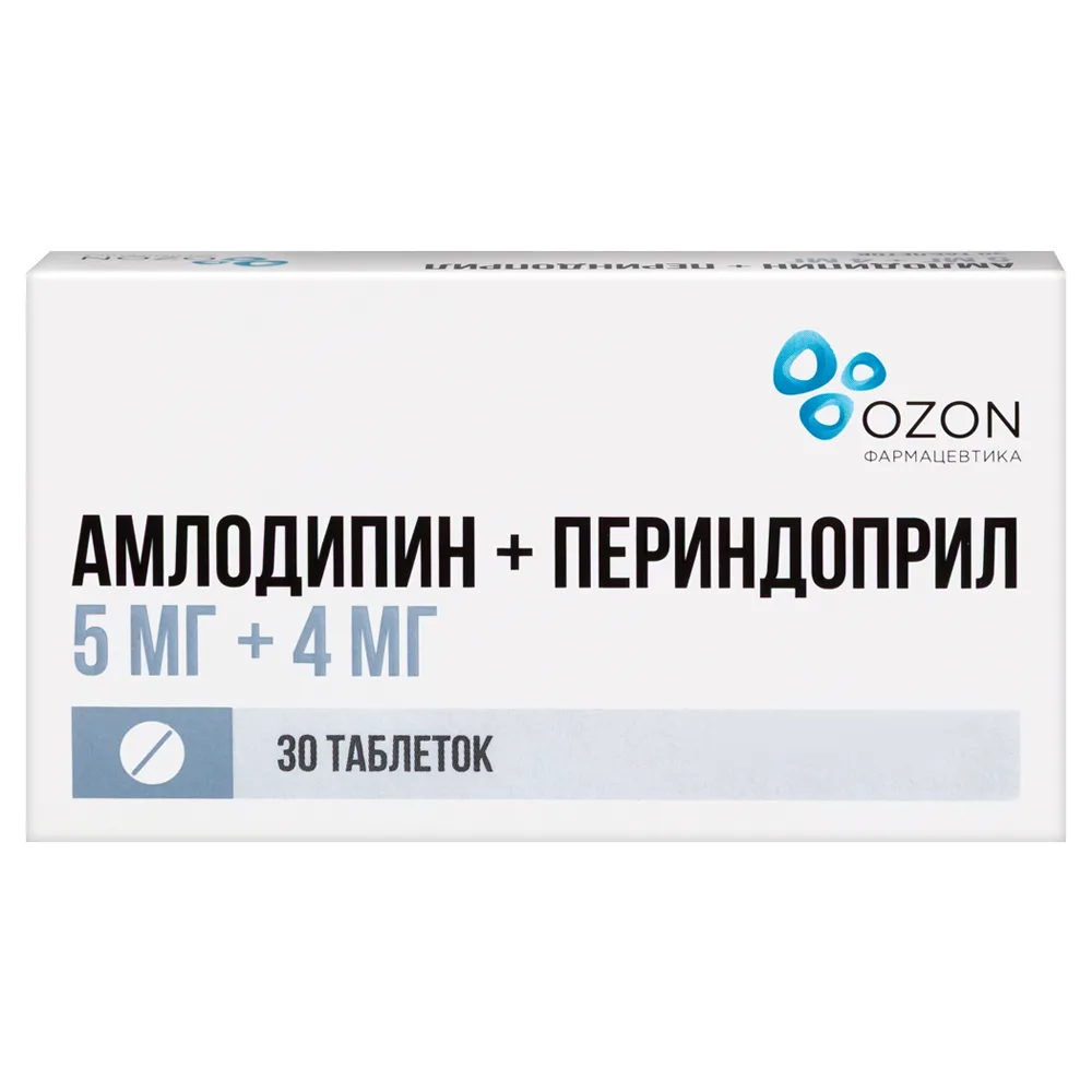 Amlodipine + Perindopril 5 mg + 4 mg 30 tablets