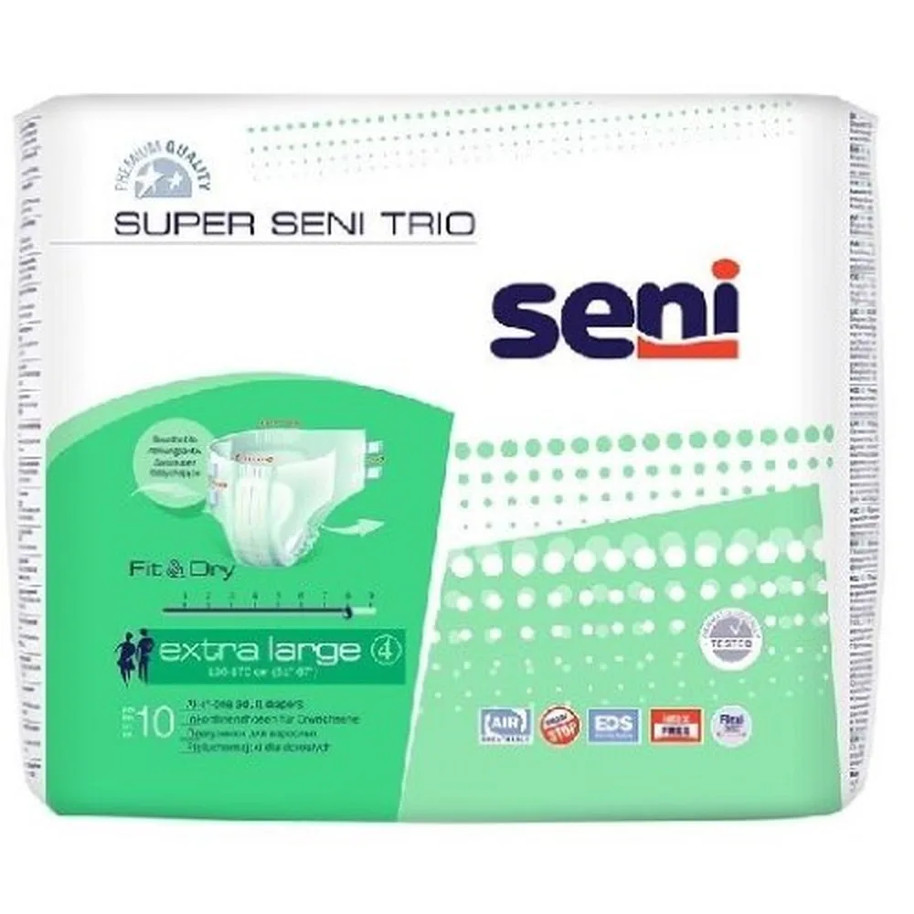 Seni Super Trio Adult Diapers Extra Large Waist Circumference 130-170 cm 10 pcs.