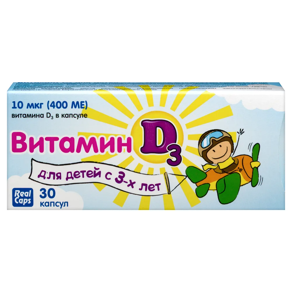 Vitamin D for Children 400 IU 30 Capsules 200 mg/RealCaps