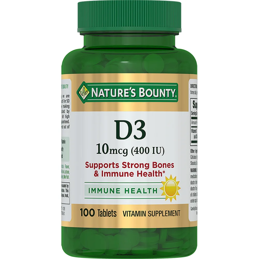 Nature's Bounty Vitamin D3 400 IU 100 tablets 250 mg