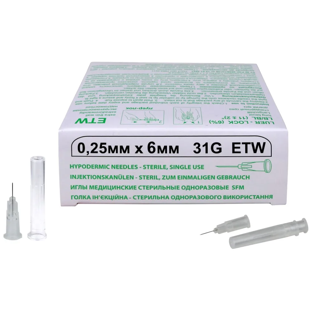 SFM Sterile Disposable Medical Needles 31G 0.25 mm x 6 mm ETW 50 pcs.