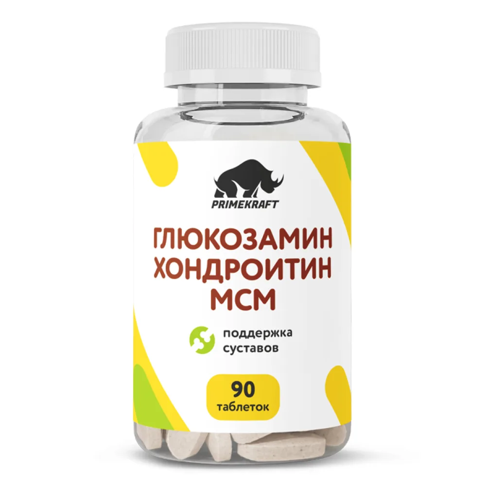 Prime Kraft glucosamine chondroitin with MSM 90 coated tablets 1580 mg