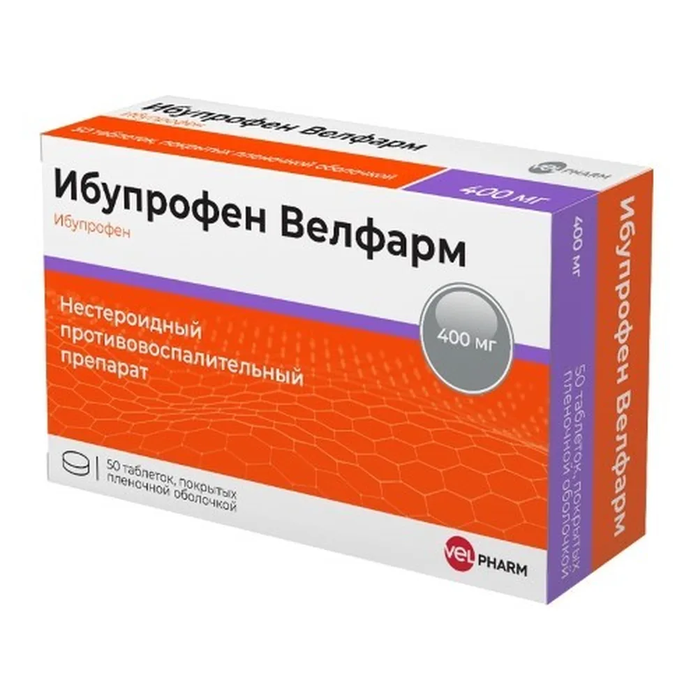 Ibuprofen Velpharm 400 mg 50 coated tablets blister