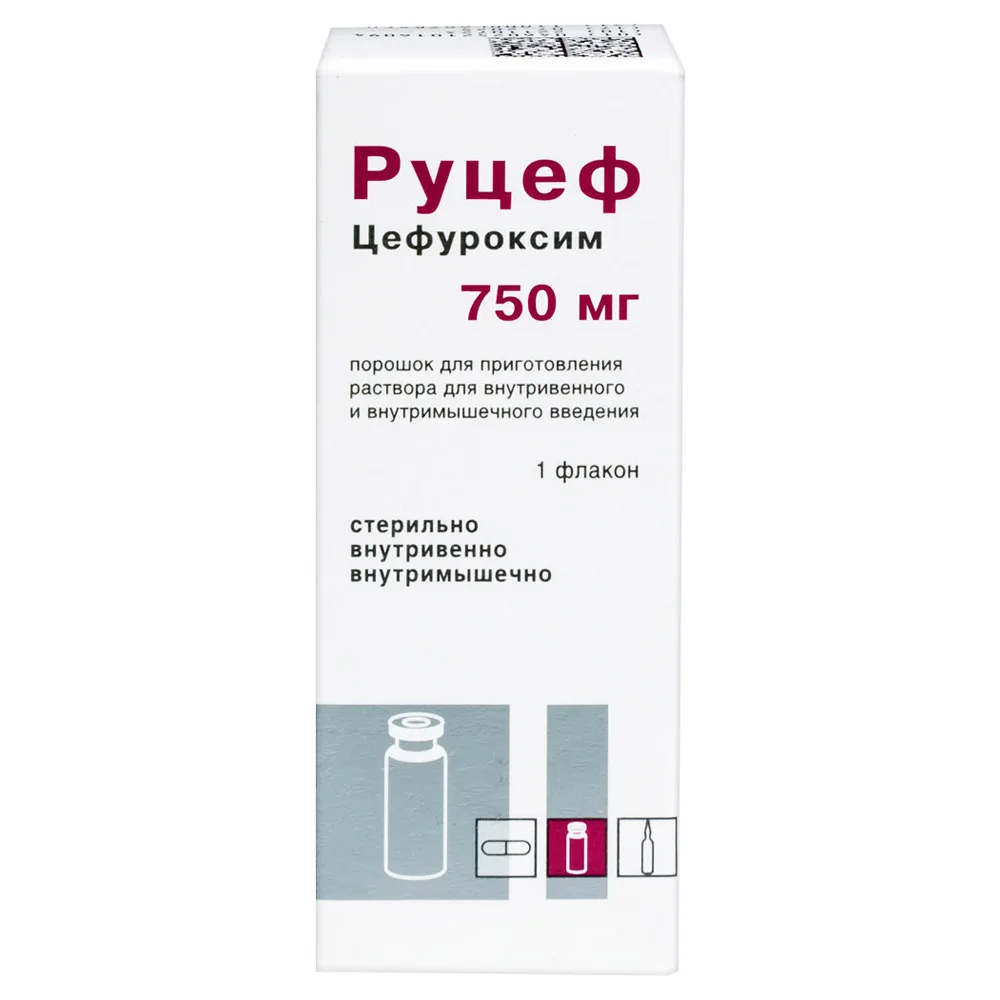 Rucef powder for solution for intravenous and intramuscular administration 750 mg vial 1 pc.