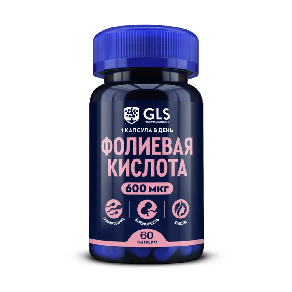 Gls folic acid 600 mcg 60 capsules 240 mg